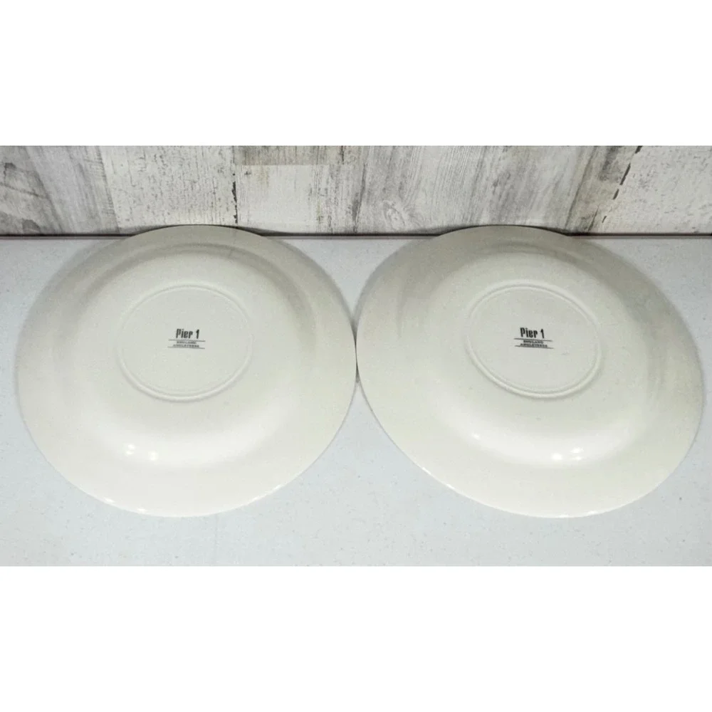 Pier 1 Dinner Plates 10 Inch Blue Green Hydrangea Lavender England Set of 2